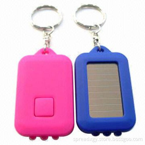 Solar keychain, with 3-piece high-brightness LEDs, solar panel